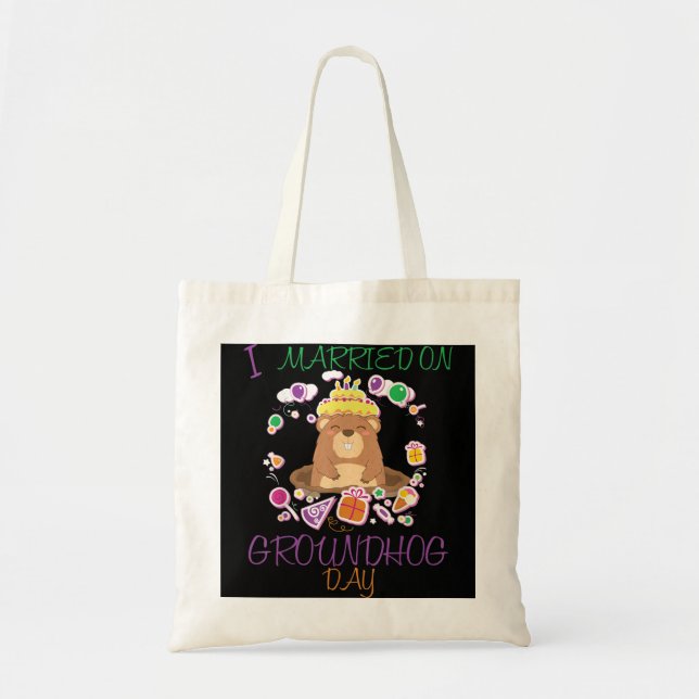 Tote Bag je me suis marié à l'anniversaire du mariage de la (Devant)