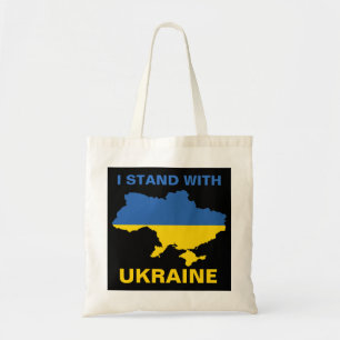 Tote Bag Je me tiens avec l'Ukraine drapeau et carte ukrain