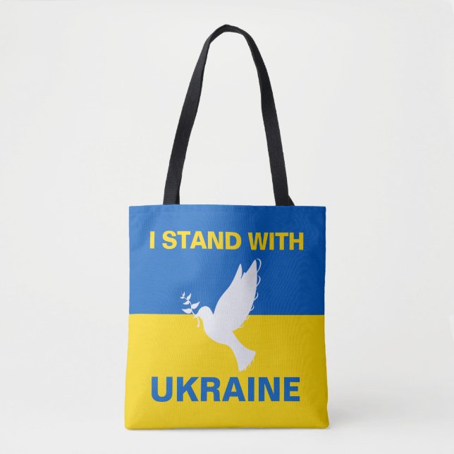 Tote Bag Je me tiens avec l'Ukraine Pavillon ukrainien Dove (Devant)