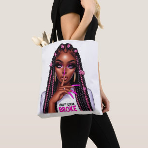 Tote Bag "Je ne parle pas Broke" Femme noire Shush