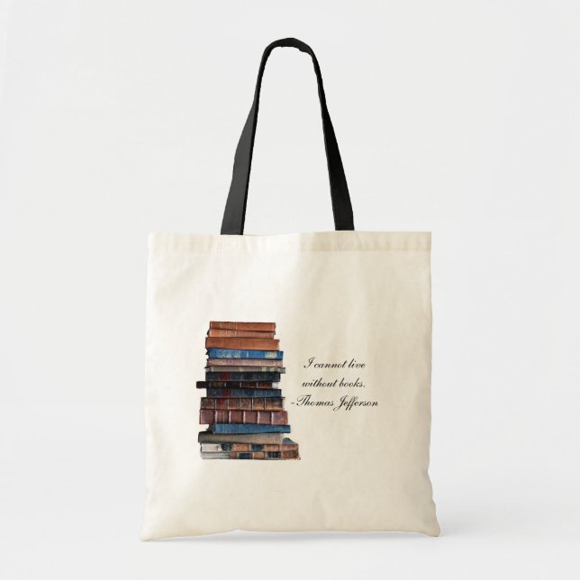 Tote Bag "Je ne peux pas vivre sans vieille pile de livres" (Devant)