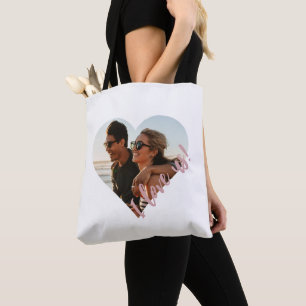 Tote Bag Je nous aime Script Heart Photo Rose