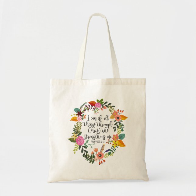 Tote Bag Je peux faire tout par le Christ Philippiens (Devant)