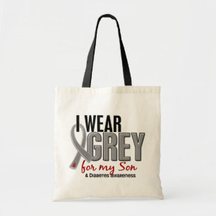 Tote Bag Je porte le gris pour mon diabète du fils 10