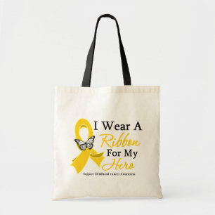 Tote Bag Je porte un Cancer d'enfance de HÉROS de ruban