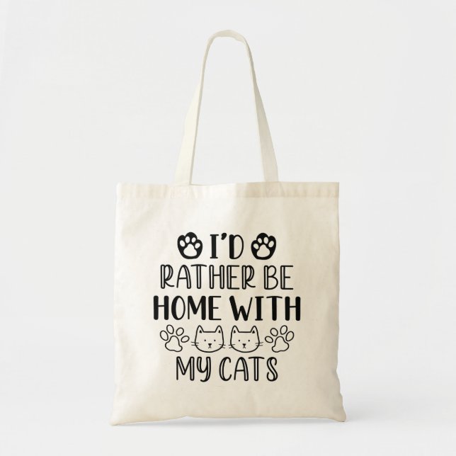 Tote Bag Je préfère être à la maison avec mes chats (Devant)