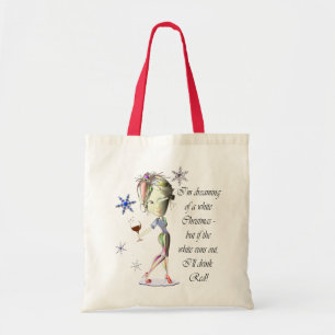 Tote Bag Je rêve de Noël blanc, cadeaux humoristiques