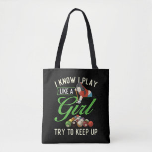 Tote Bag Je sais que je joue comme une fille - Billard fémi