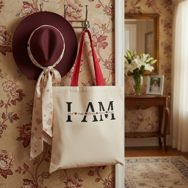 Tote Bag Je suis Aimé, Choisi, Digne, Victorieux, Assez (Créateur téléchargé)