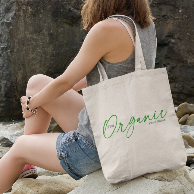 Tote Bag Je suis Bio | Élégant script manuscrit minimal (Créateur téléchargé)