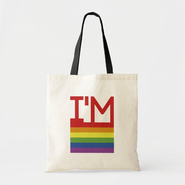Tote Bag Je suis Gay | drapeau arc-en-ciel (Devant)