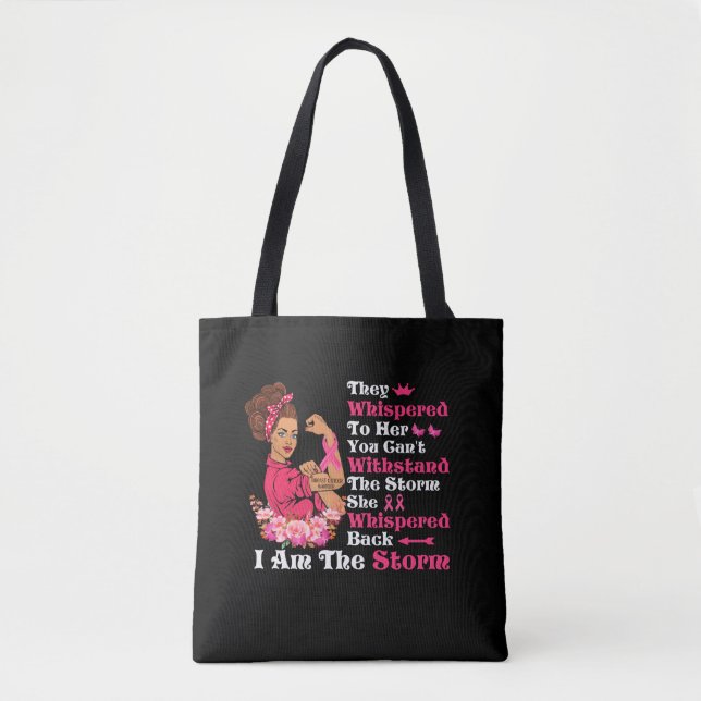 Tote Bag Je suis la tempête forte femmes guerrière du cance (Devant)