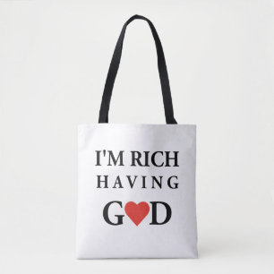 Tote Bag "Je suis riche, j'ai Dieu" L'amour divin et la con