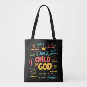 Tote Bag Je suis un enfant de Dieu Christian Retro Jésus Fo