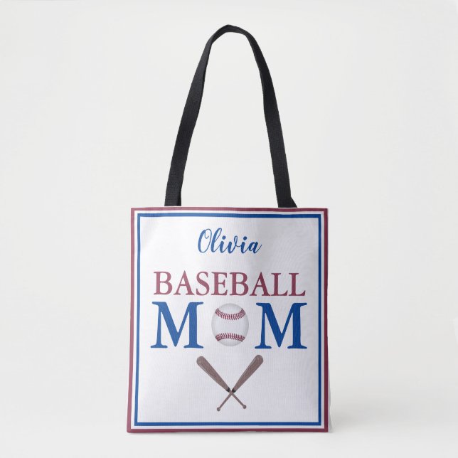 Tote Bag Je suis une maman de baseball personnalisée (Devant)