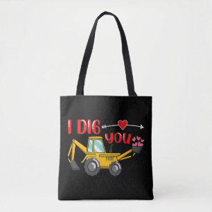 Tote Bag Je t'ai creusé Backhoe Valentine