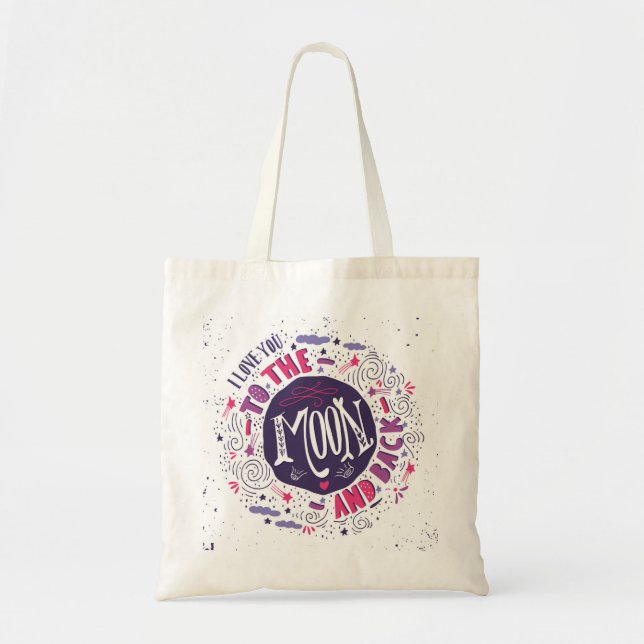 Tote Bag Je t'aime à la lune et au dos (Devant)