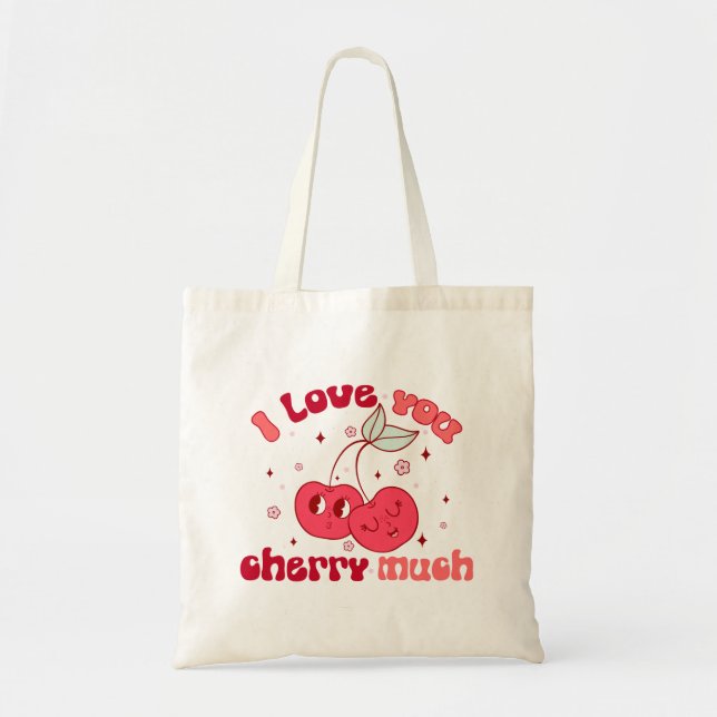 Tote Bag Je T'Aime Beaucoup Cherry (Devant)