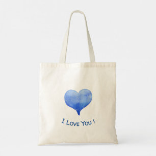 Tote Bag Je t'aime Coeur Bleu mignon Saint Valentin