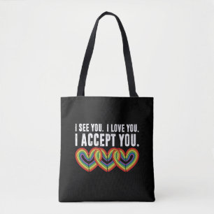 Tote Bag Je T'Aime Je T'Accepte Rainbow LGBTQ