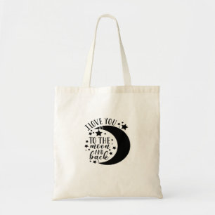 Tote Bag Je t'aime jusqu'à la lune et demi-lune romantique