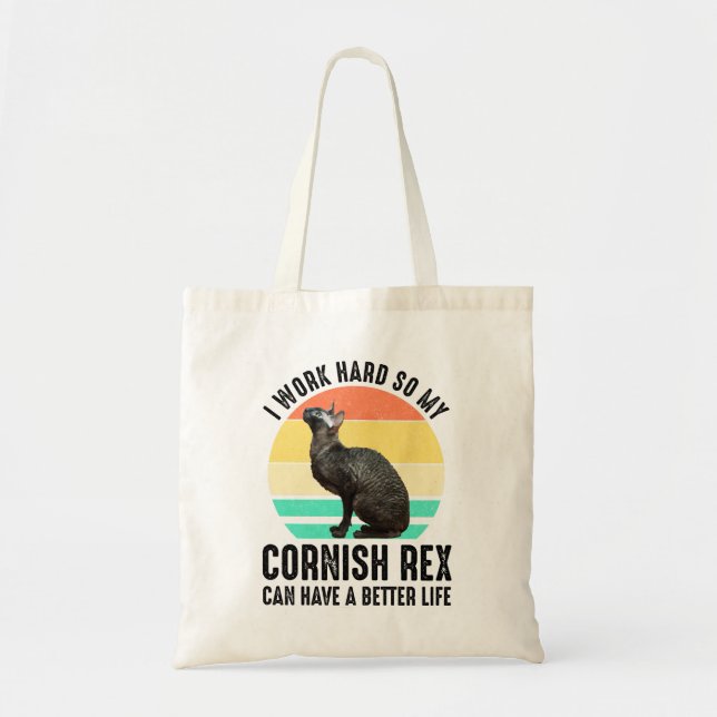Tote Bag Je travaille dur pour que mon Cornish Rex ait une  (Devant)