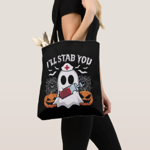 Tote Bag Je vais vous Stab drôle Ghost Nurse Black Hallowee