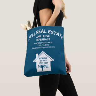 Tote Bag Je Vends Immobilier Love Référentiels TURQUOISE Re