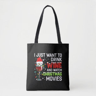 Tote Bag Je Veux Juste Boire Du Vin Et Regarder Noël Movi