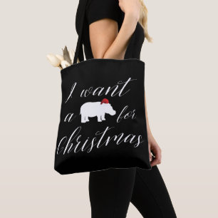 Tote Bag Je veux un hippopotame pour Noël Lovely
