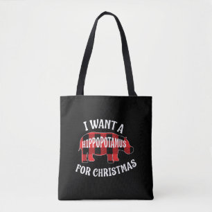 Tote Bag Je Veux Un Hippopotame Pour Noël Mignonne Hippo Gi