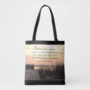 Tote Bag Jean 14:27 Ma paix je vous donne, Bible Verse