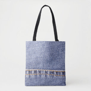 Tote Bag Jeans bleus : texture cousue détaillée.