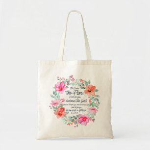 Tote Bag Jeremiah 29:11 Car je connais les Plans Pink Flora