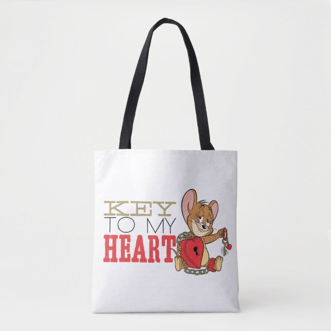 Tote Bag Jerry Mouse "Key To My Heart" Valentine (Devant)