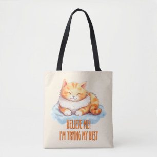 Tote Bag J'essaie mon meilleur chat orange mou