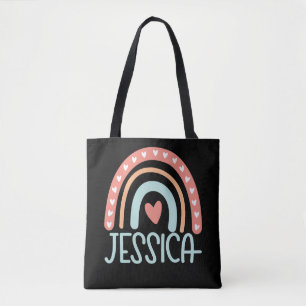 Tote Bag Jessica Nom Personnalisé Arc-en-ciel