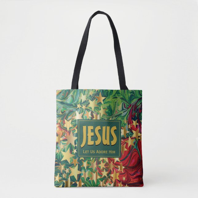 Tote Bag JÉSUS Adorons-Lui ÉTOILES Noël (Devant)