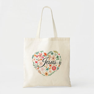 Tote Bag Jesus Boho Christian Heart Motif Inspiration