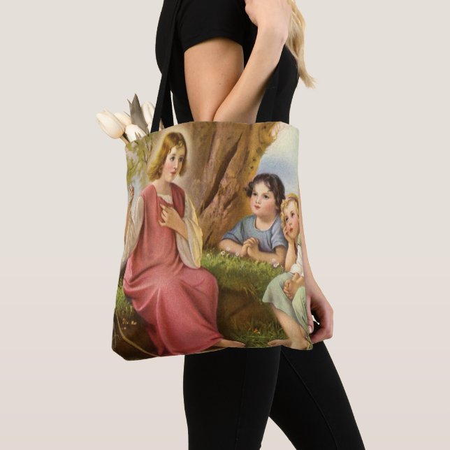 Tote Bag Jésus Christ Enseigner les enfants, Religion Vinta (De près)