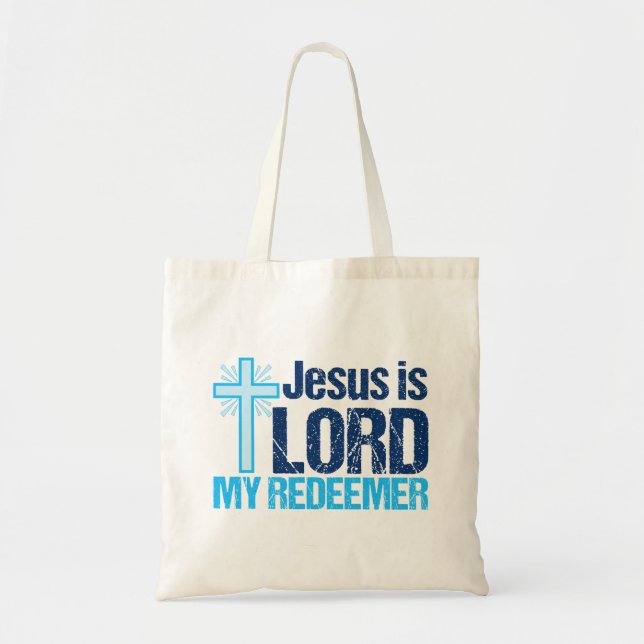 Tote Bag Jésus est le Seigneur Mon Rédempteur Croix Chrétie (Devant)
