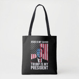 Tote Bag Jésus est mon sauveur Trump est mon président 2024