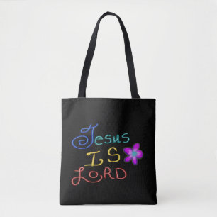 Tote Bag Jésus est SEIGNEUR avec nom personnalisé Fleur Ros