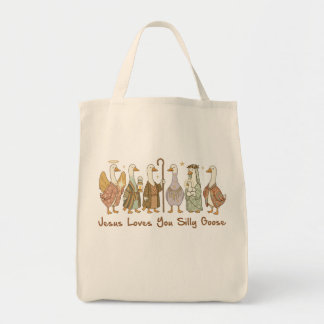 Tote Bag Jesus Loves You Silly Goose ,Christian Silly Goose