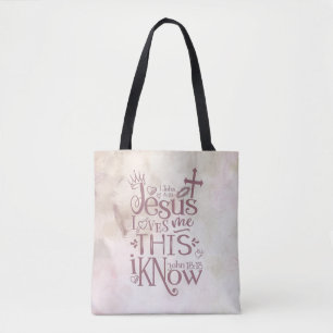 Tote Bag JÉSUS M'AIME L'Aquarelle Abstraite Christian Pink
