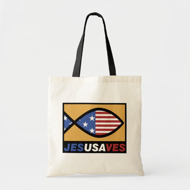 Tote Bag Jésus patriote économise (Devant)