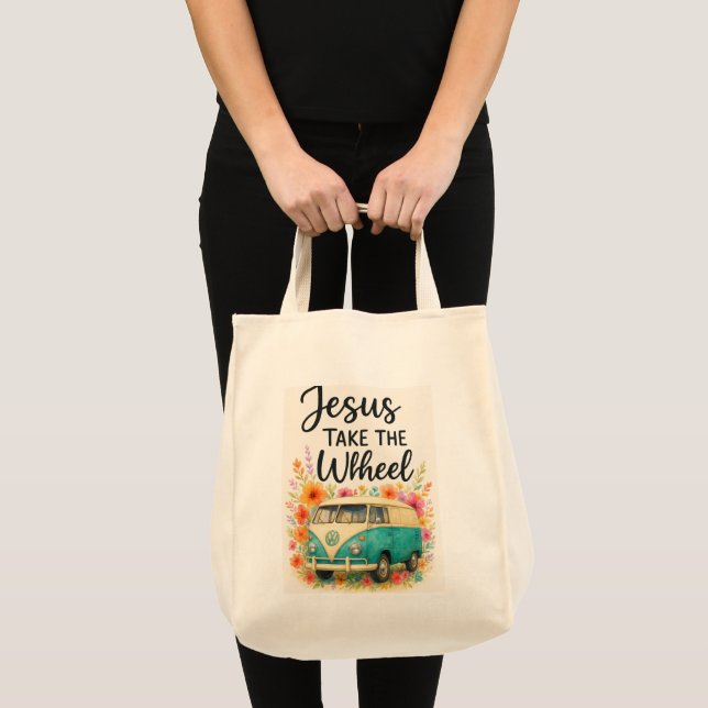 Tote Bag Jesus take the wheel (Devant (produit))