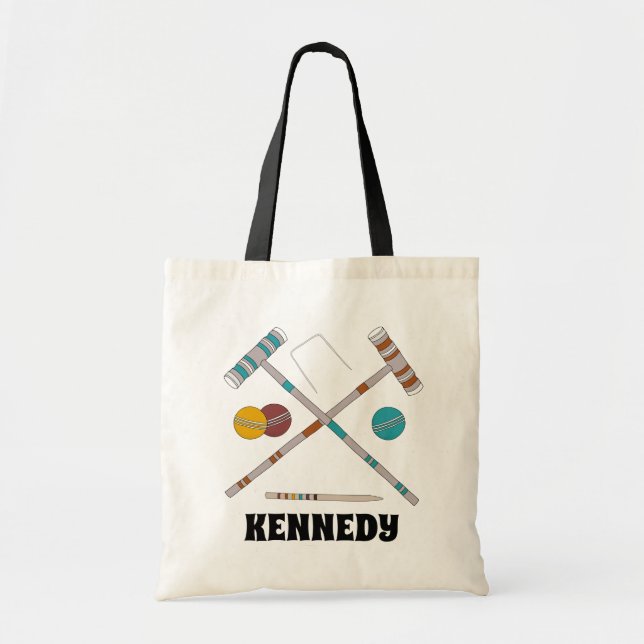 Tote Bag Jeu de Croquet, Jeux de pelouse personnalisée (Devant)
