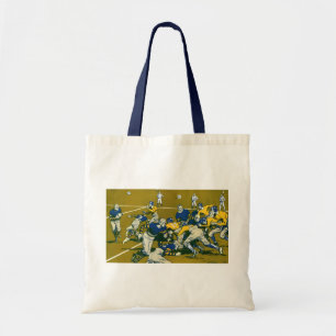 Tote Bag Jeu de football vintage, équipes or contre bleu