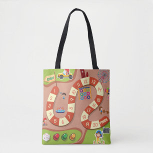 Tote Bag Jeu de société de piste de course colorée pour enf